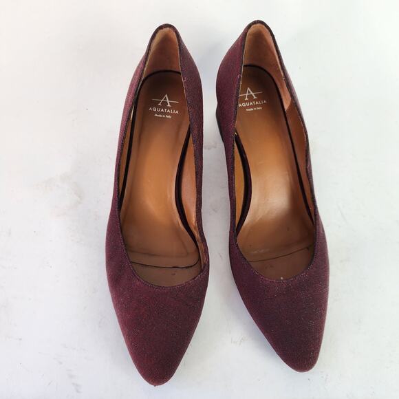 Aquatalia Pasha Pump Burgundy Classic Block Heels 8.5 - Picture 2 of 9